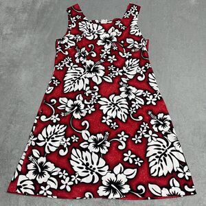 Vintage Shannon Marie Hawaiian Dress Womens Medium Red Floral Shift Talon Zipper